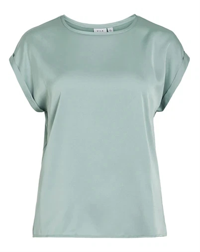 Vila - VIEllette Satin Bluse - Blue Surf